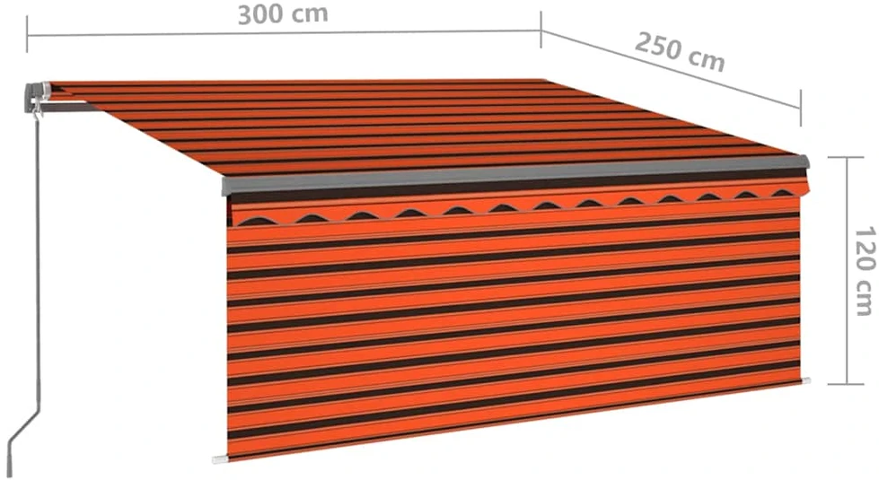Rankiniu būdu ištraukiama markizė, oranžinė ir ruda, 3x2,5m