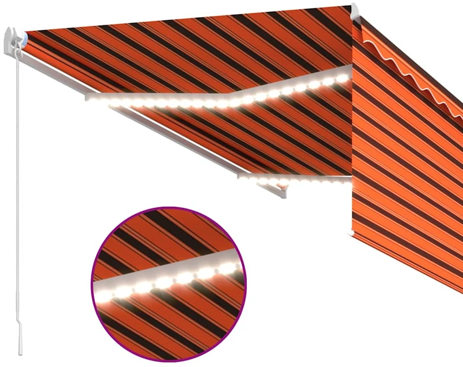 Rankiniu būdu ištraukiama markizė, oranžinė ir ruda, 3x2,5m