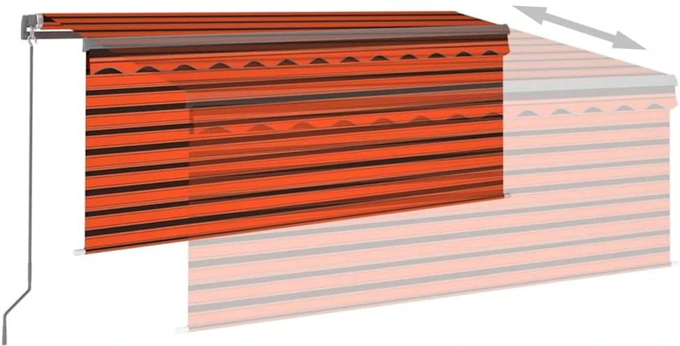 Rankiniu būdu ištraukiama markizė, oranžinė ir ruda, 3x2,5m