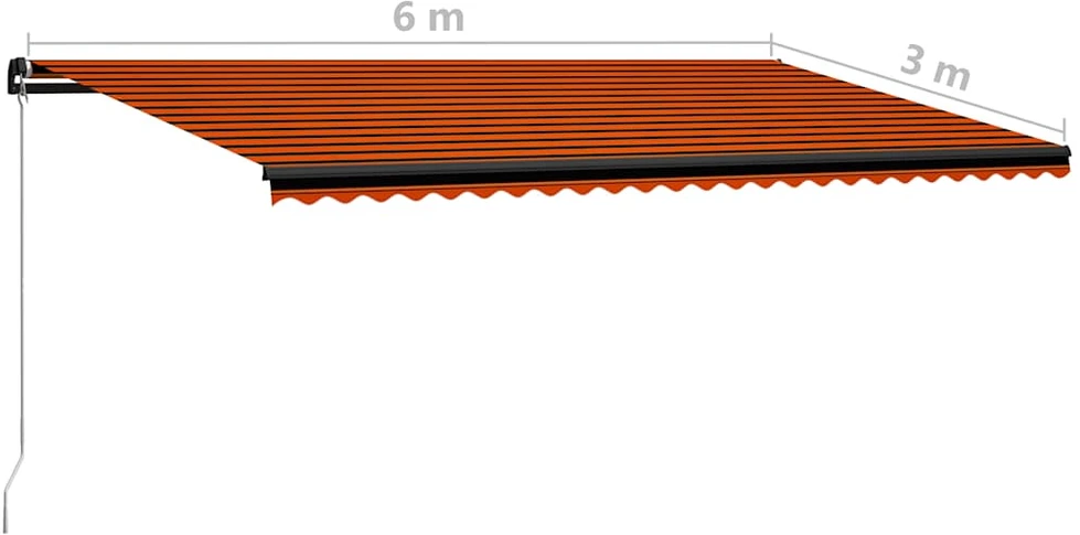 Rankiniu būdu ištraukiama markizė, oranžinė ir ruda, 600x300cm