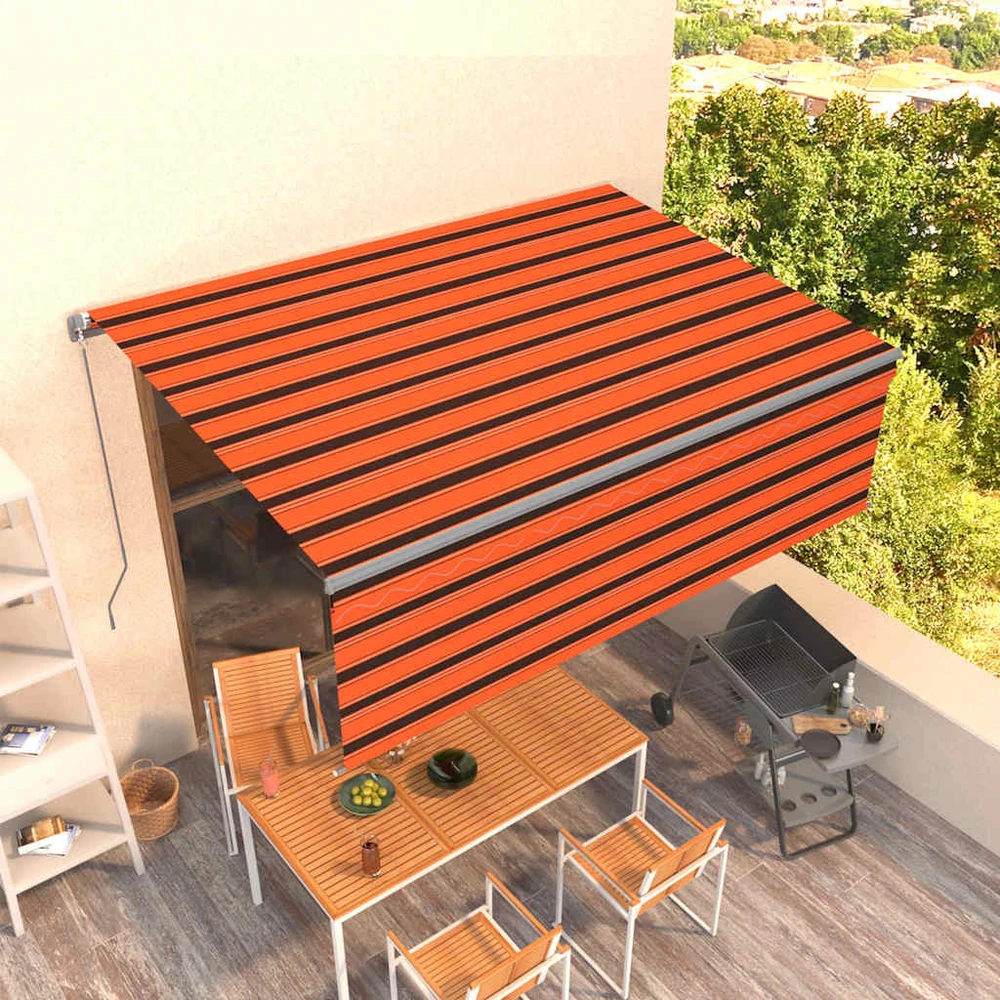 Rankiniu būdu ištraukiama markizė, oranžinė ir ruda, 4x3m