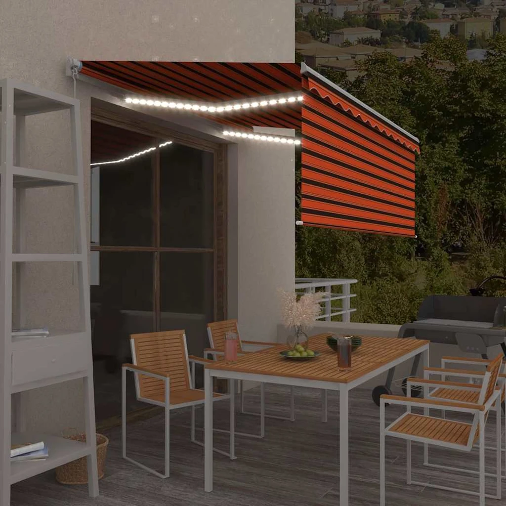 Rankiniu būdu ištraukiama markizė, oranžinė ir ruda, 3x2,5m