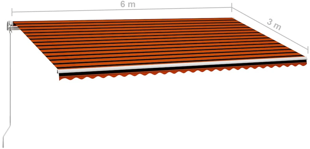 Rankiniu būdu ištraukiama markizė, oranžinė ir ruda, 600x300cm