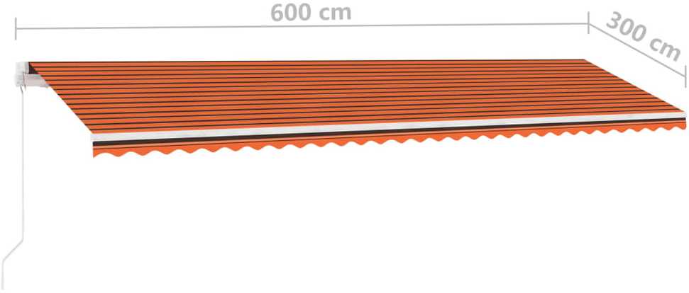Rankiniu būdu ištraukiama markizė, oranžinė ir ruda, 600x300cm