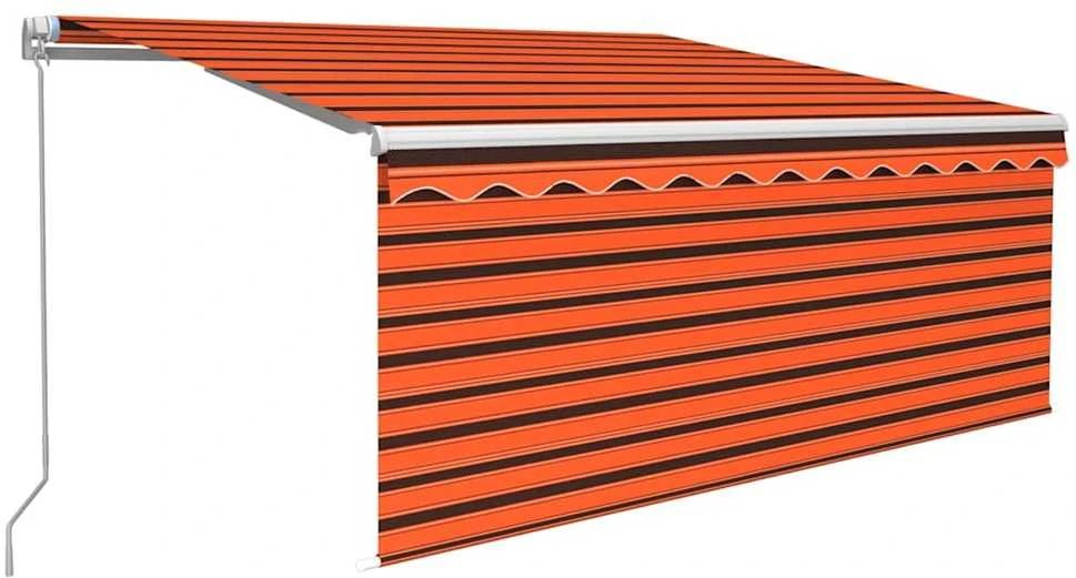 Rankiniu būdu ištraukiama markizė, oranžinė ir ruda, 3,5x2,5m