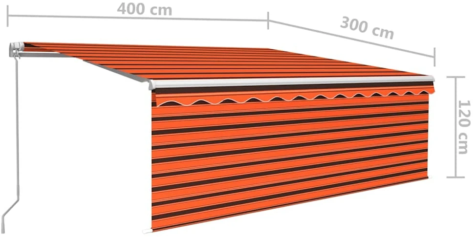 Rankiniu būdu ištraukiama markizė, oranžinė ir ruda, 4x3m