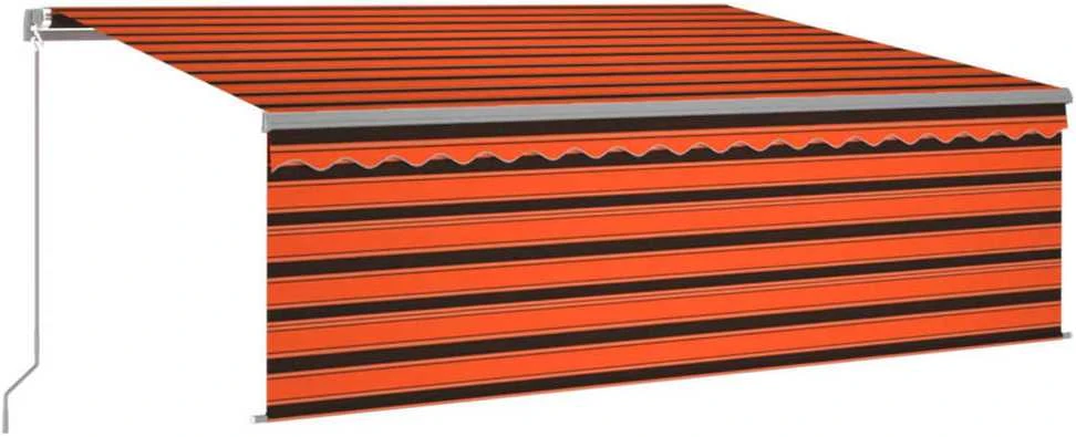 Rankiniu būdu ištraukiama markizė, oranžinė ir ruda, 4x3m
