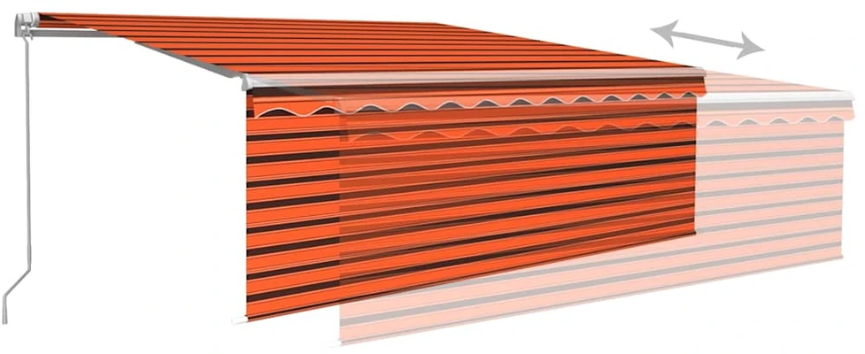 Rankiniu būdu ištraukiama markizė, oranžinė ir ruda, 4x3m