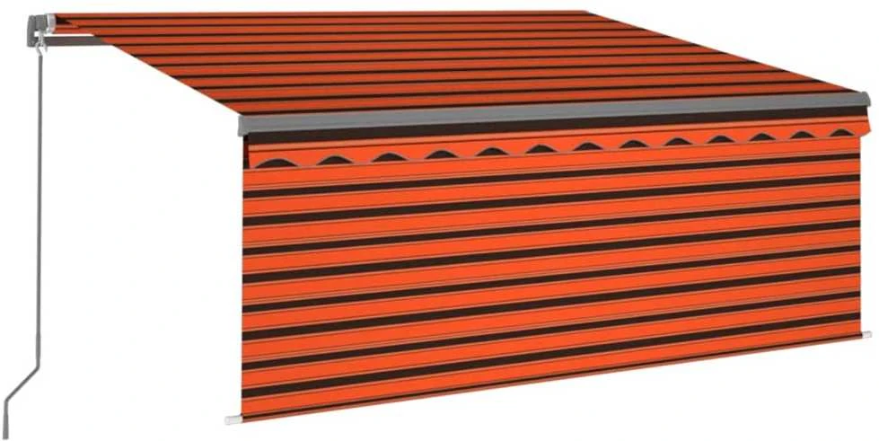 Rankiniu būdu ištraukiama markizė, oranžinė ir ruda, 3,5x2,5m