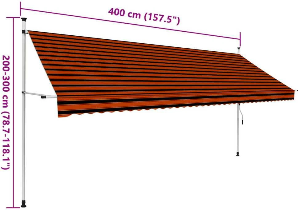 Rankiniu būdu ištraukiama markizė, oranžinė ir ruda, 400cm