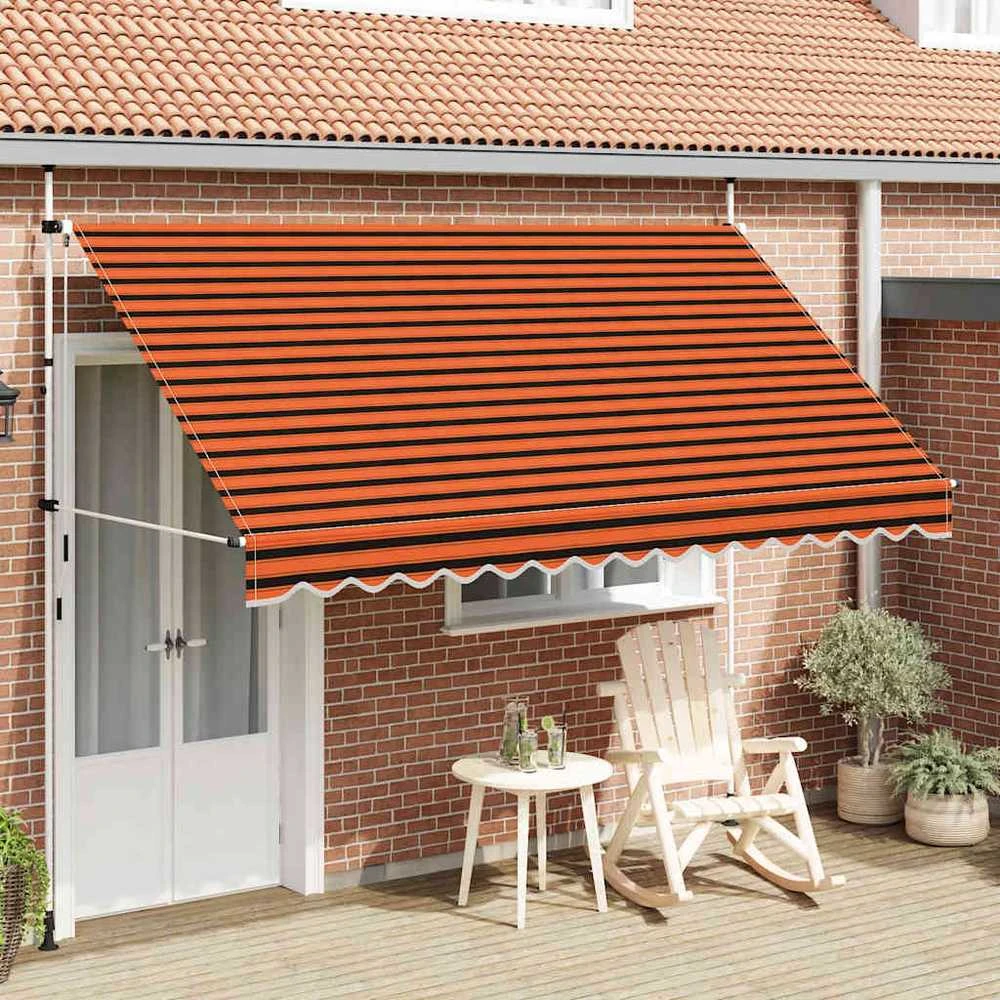 Rankiniu būdu ištraukiama markizė, oranžinė ir ruda, 350cm