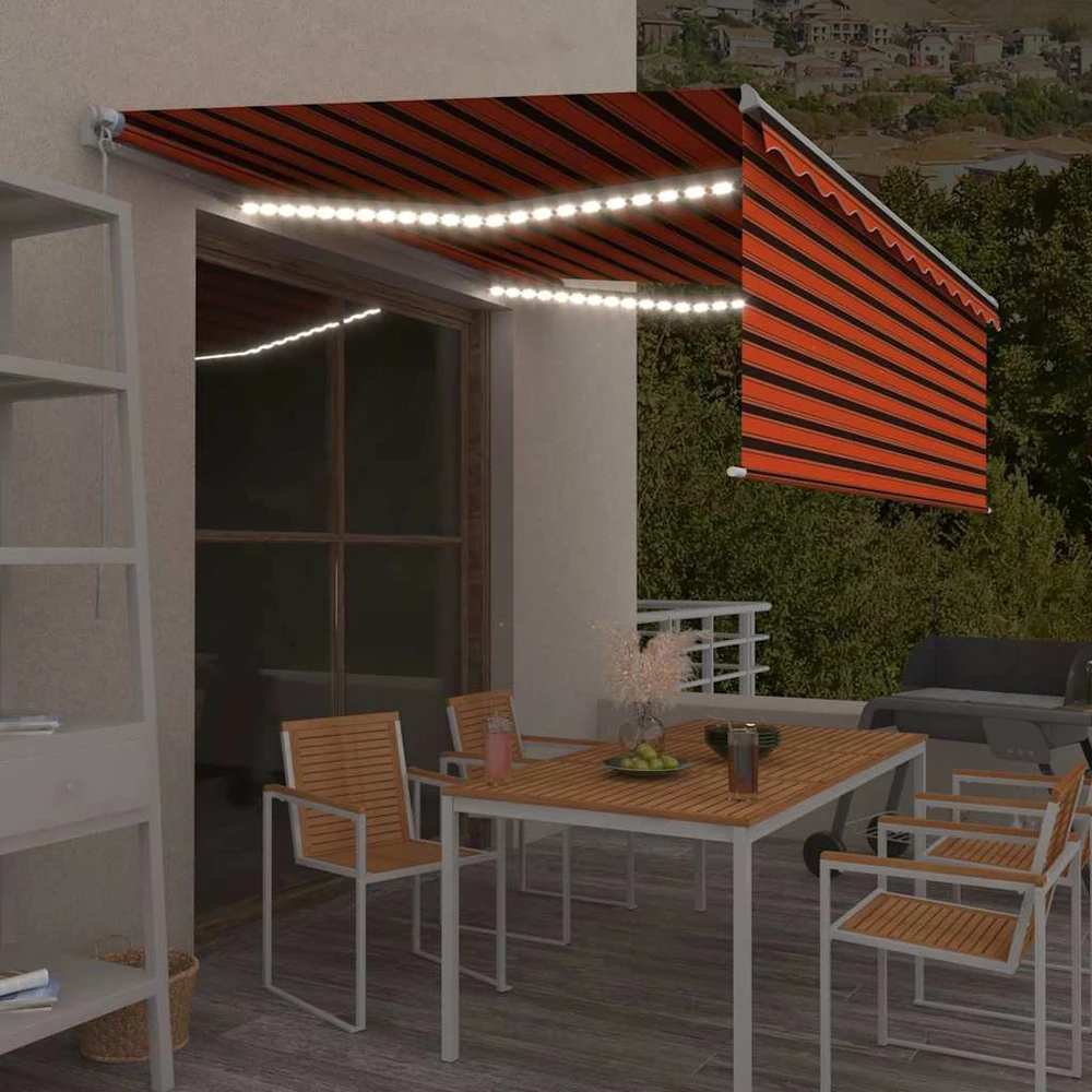 Rankiniu būdu ištraukiama markizė, oranžinė ir ruda, 4x3m