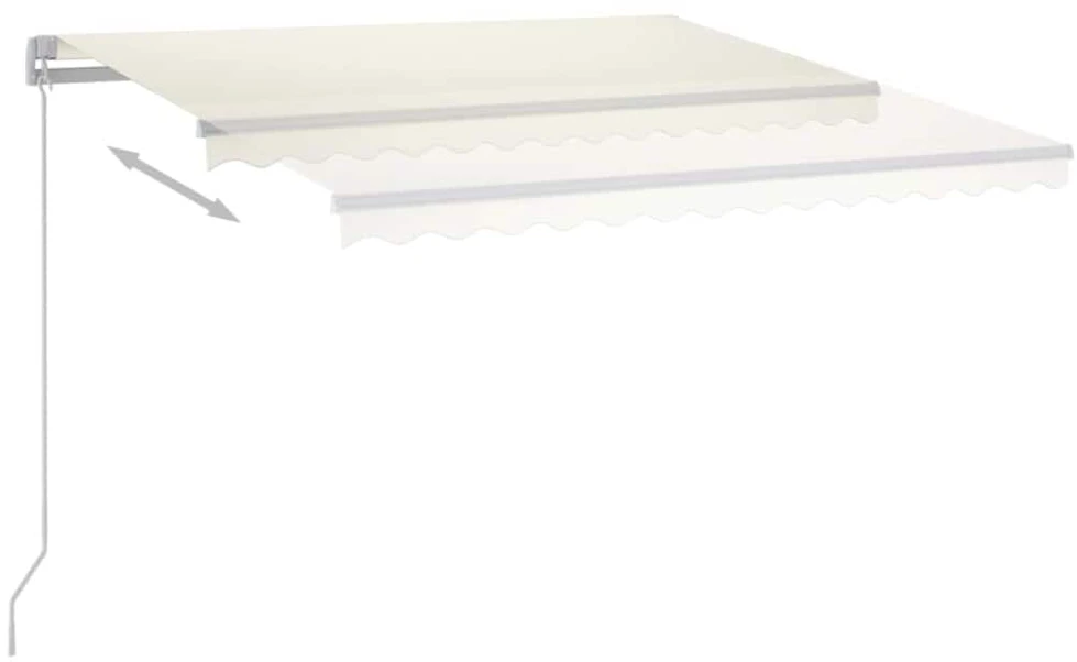Rankiniu būdu ištraukiama markizė su LED, kreminė, 450x350cm