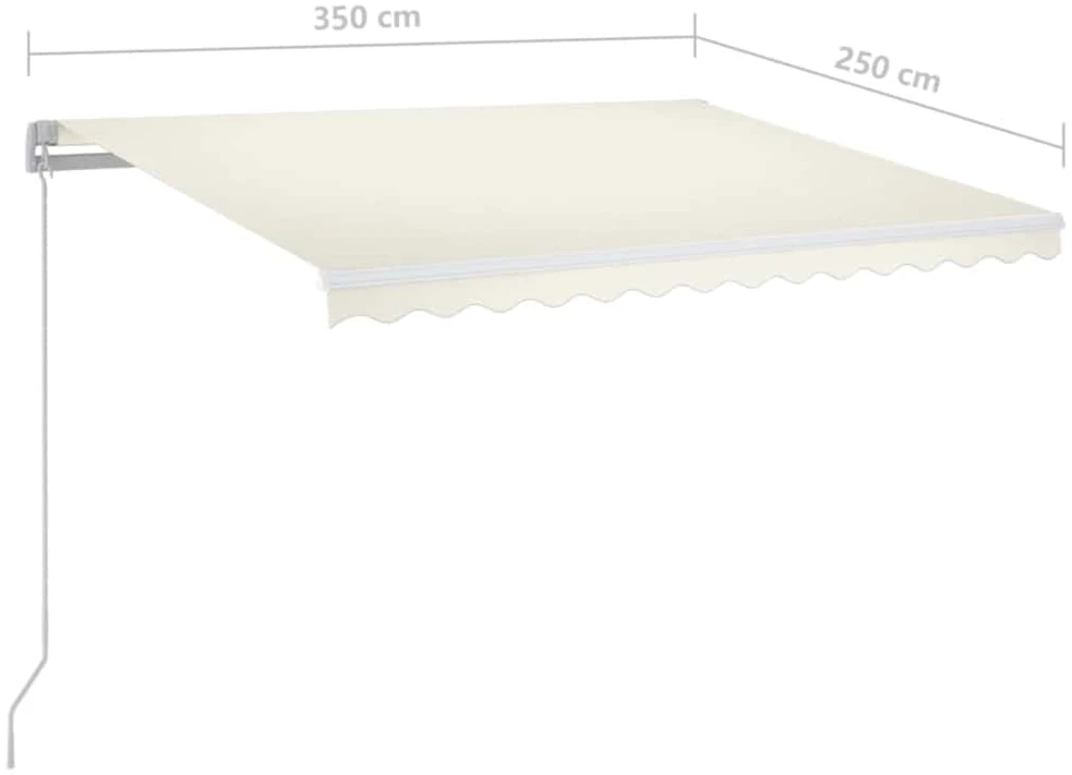 Rankiniu būdu ištraukiama markizė su LED, kreminė, 350x250cm