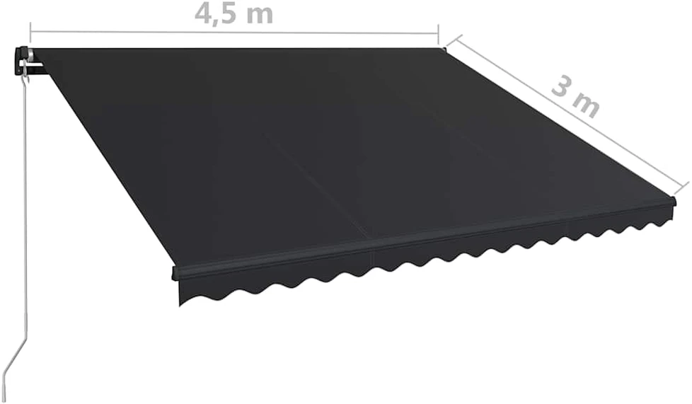 Rankiniu būdu ištraukiama markizė su LED, antracito, 450x300cm