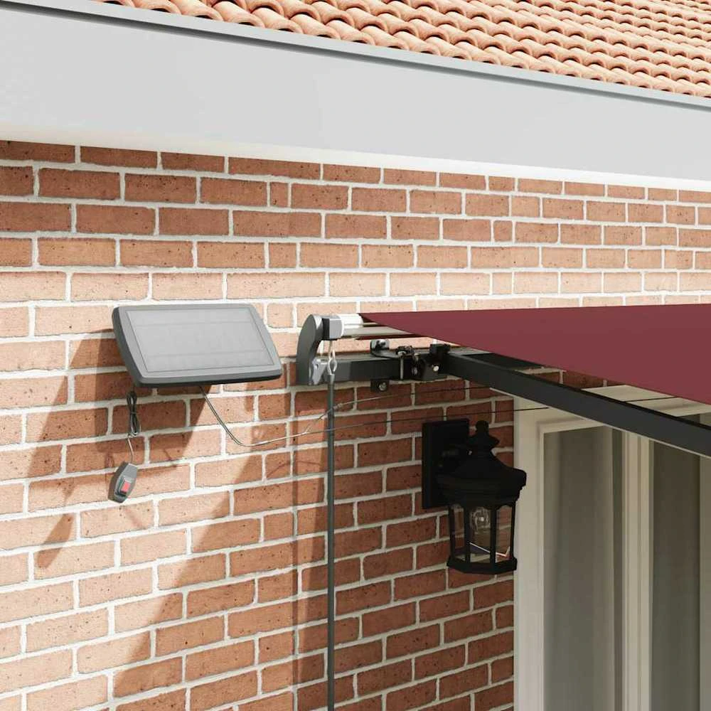 Rankiniu būdu ištraukiama markizė su LED, bordo, 500x300cm