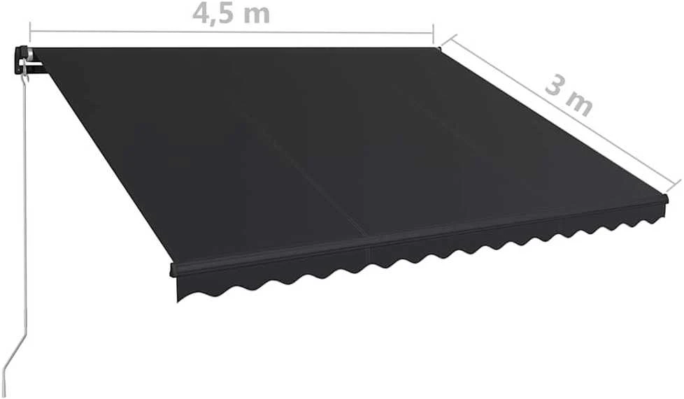 Rankiniu būdu ištraukiama markizė su LED, antracito, 450x300cm