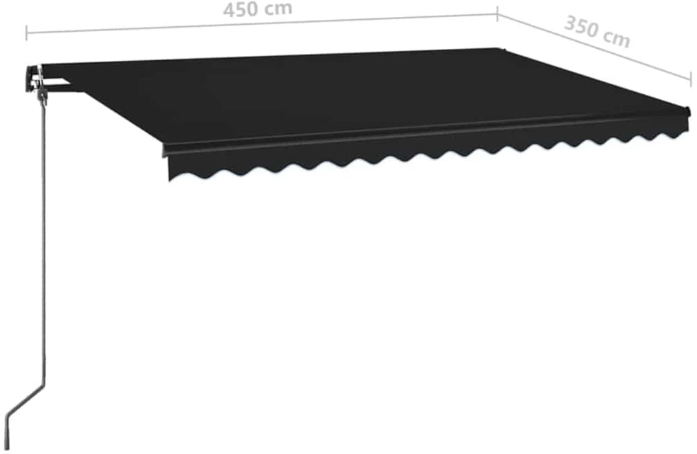 Rankiniu būdu ištraukiama markizė su LED, antracito, 450x350cm