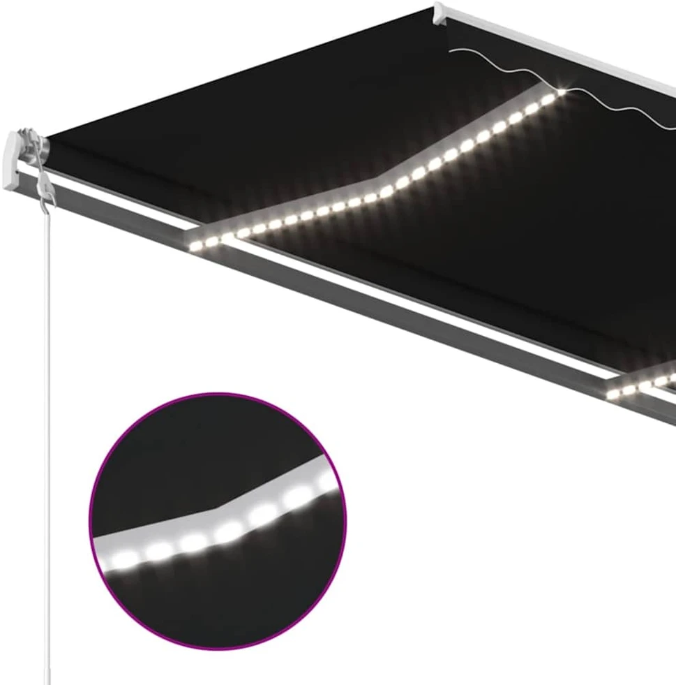 Rankiniu būdu ištraukiama markizė su LED, antracito, 450x350cm