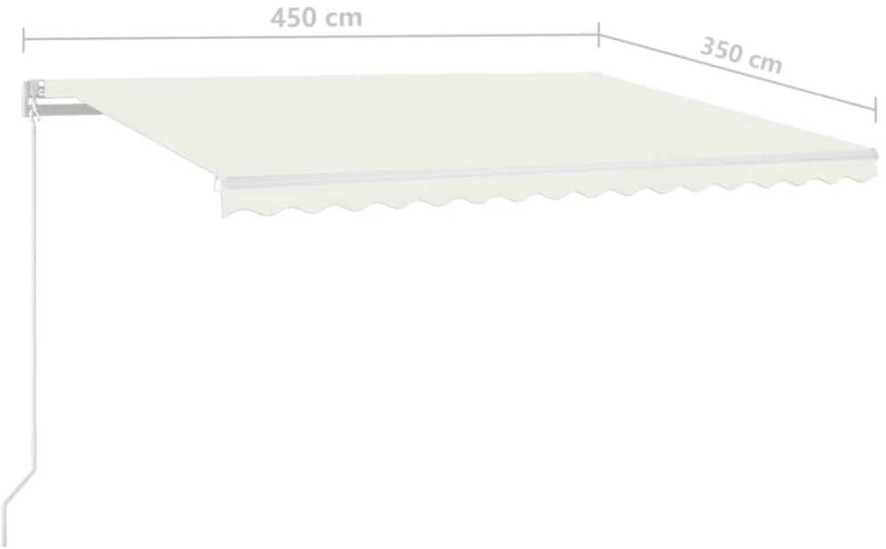Rankiniu būdu ištraukiama markizė su LED, kreminė, 450x350cm