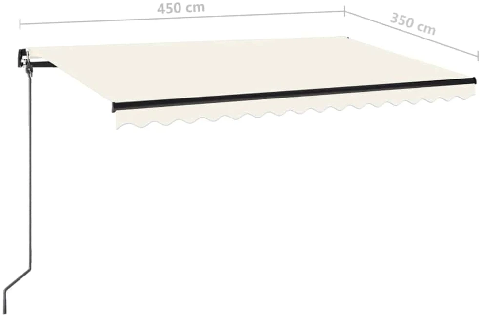 Rankiniu būdu ištraukiama markizė su LED, kreminė, 450x350cm