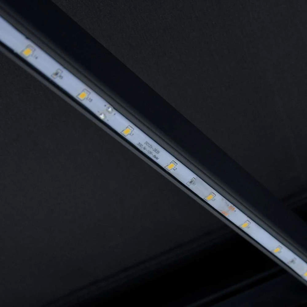 Rankiniu būdu ištraukiama markizė su LED, antracito, 350x250cm