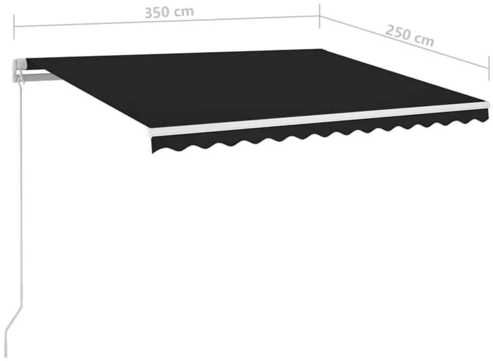 Rankiniu būdu ištraukiama markizė su LED, antracito, 350x250cm