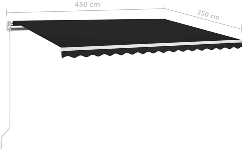 Rankiniu būdu ištraukiama markizė su LED, antracito, 450x350cm