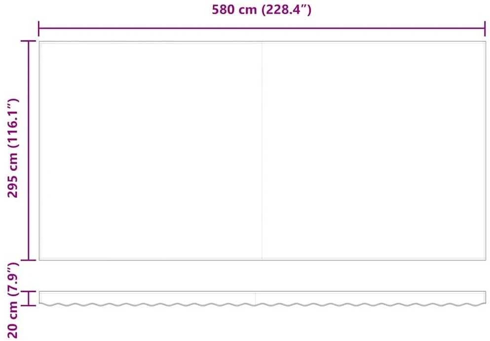 Rankiniu būdu ištraukiama markizė su LED, bordo, 600x300cm