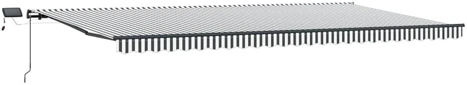 Rankiniu būdu ištraukiama markizė su LED lemputėmis, antracito ir baltos spalvos, 600x300 cm