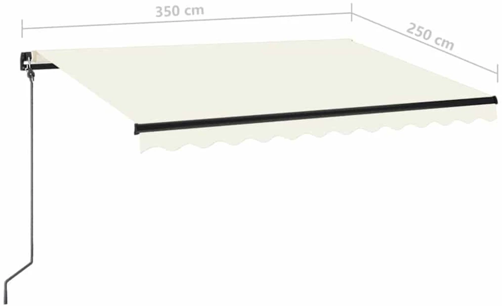 Rankiniu būdu ištraukiama markizė su LED, kreminė, 350x250cm