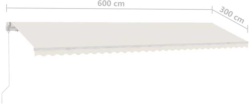 Rankiniu būdu ištraukiama markizė su LED, kreminė, 600x300cm