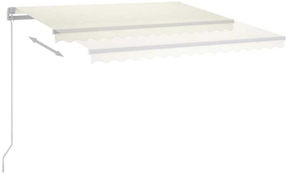 Rankiniu būdu ištraukiama markizė su LED, kreminė, 450x300cm
