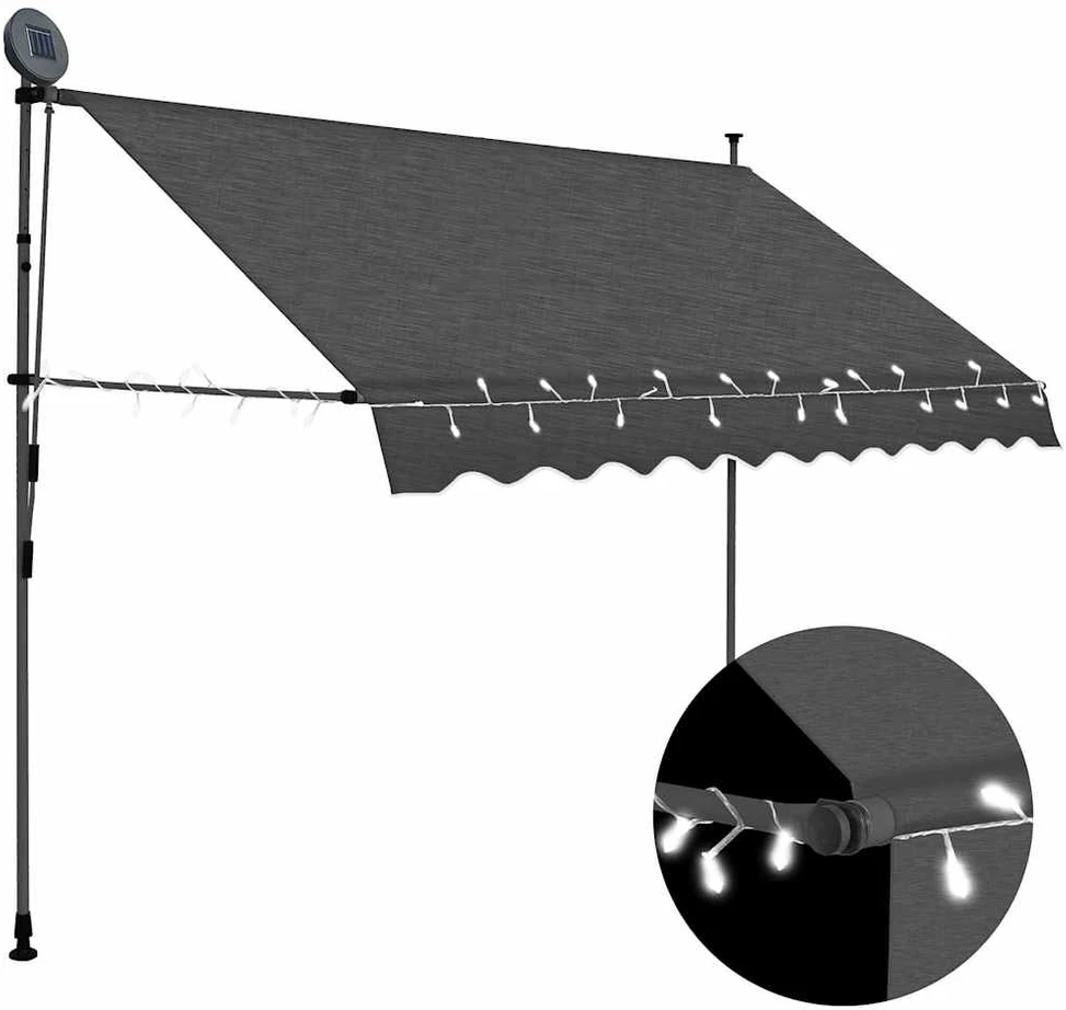 Rankiniu būdu ištraukiama markizė su LED, antracito, 250cm