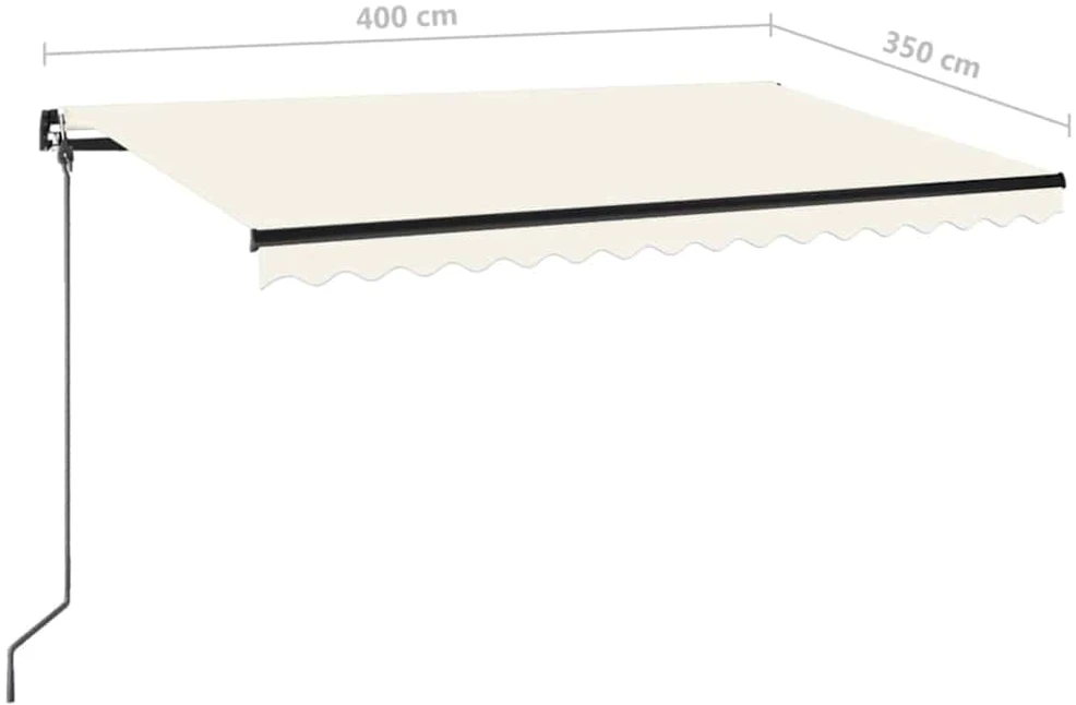 Rankiniu būdu ištraukiama markizė su LED, kreminė, 400x350cm
