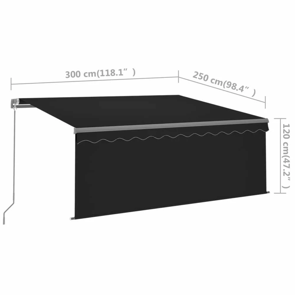 Rankiniu būdu ištraukiama markizė su uždanga, antracito, 3x2,5m