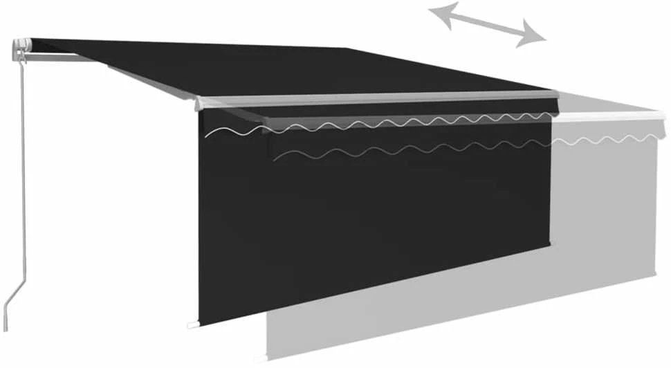 Rankiniu būdu ištraukiama markizė su uždanga, antracito, 3x2,5m