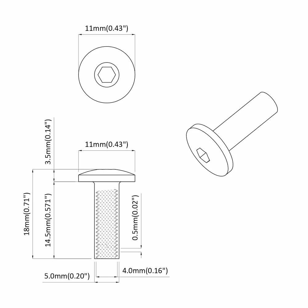 Rankovinės Veržlės 2 vnt. Juodas M4 x 14,5 mm Metalas