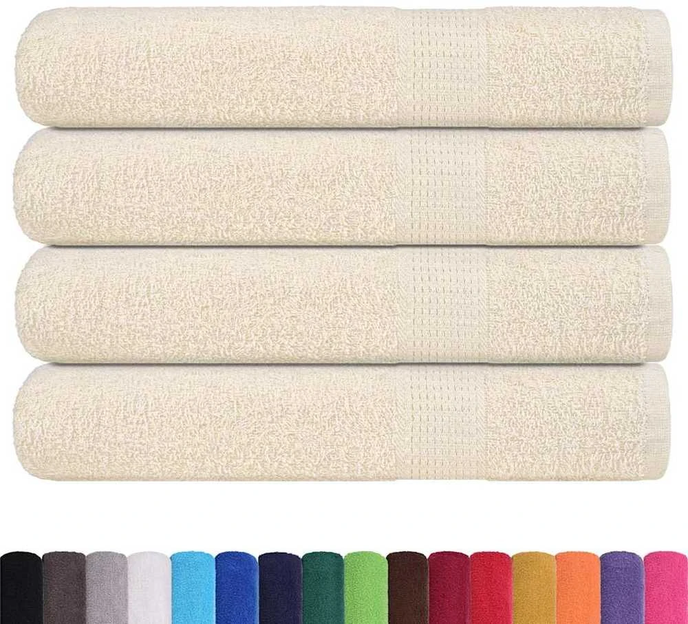 Rankšluostis Rankšluosčiai, 4vnt., kreminiai, 100x200 cm, medvilnė, 360g/m²