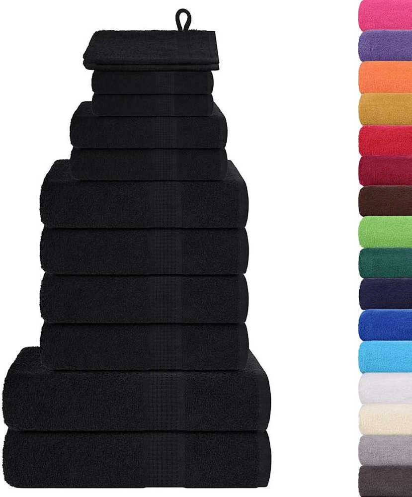 Rankšluostis Rankšluosčių rinkinys, 12vnt., juodi, 100% medvilnė, 360g/m²