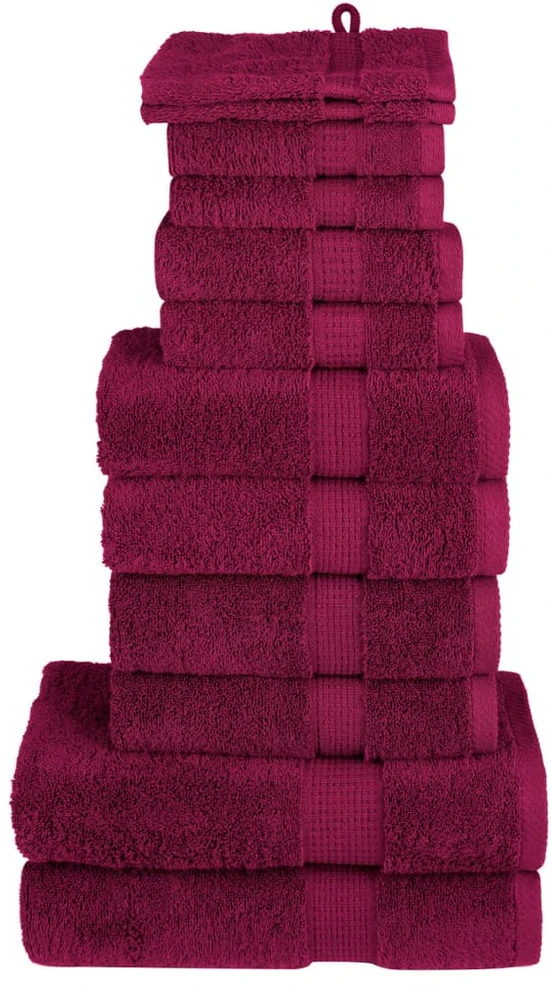 Rankšluostis Rankšluosčių rinkinys SOLUND, 12vnt., tamsiai raudoni, 600g/m²