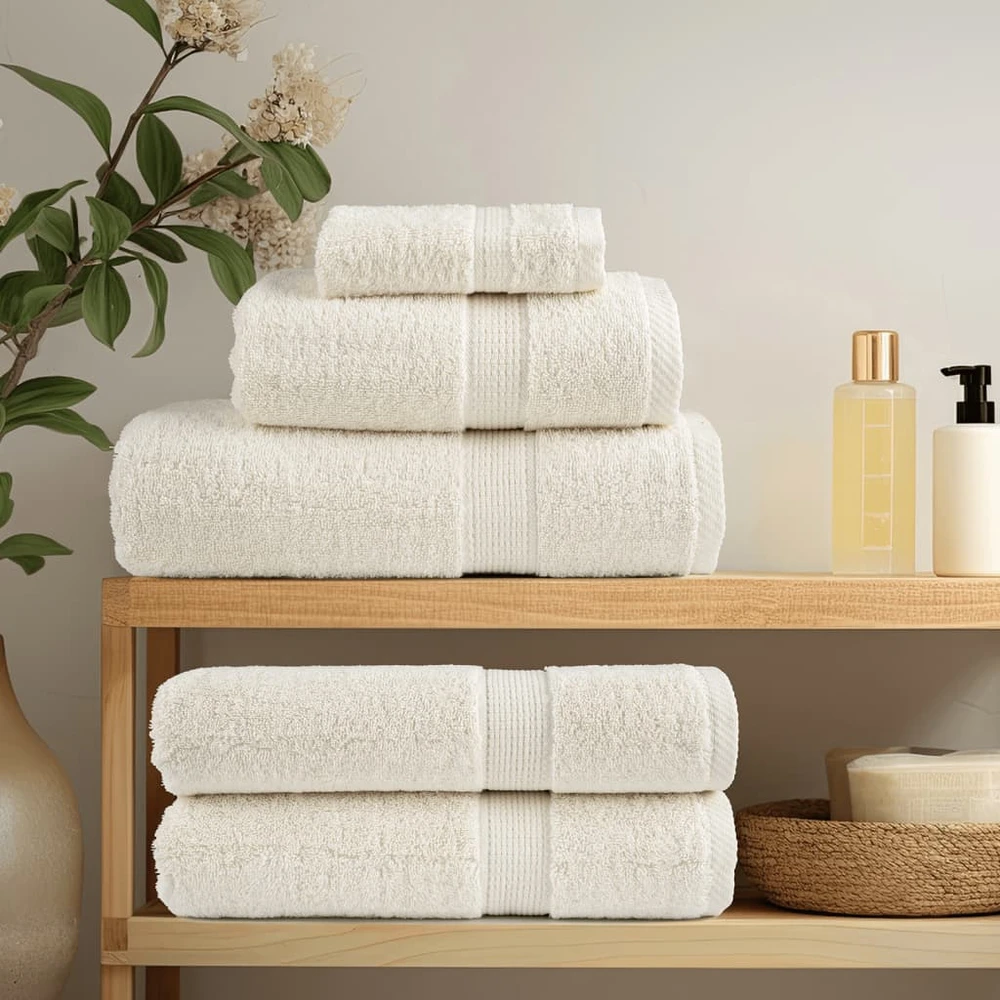 Rankšluostis Aukščiausios kokybės svečių rankšluosčiai SOLUND, 4 vnt., kreminės spalvos, 30x50 cm, 600 g/m²