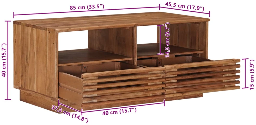 Rankų darbo kavos stalas Teak medžio rudas 85 x 45,5 x 40 cm