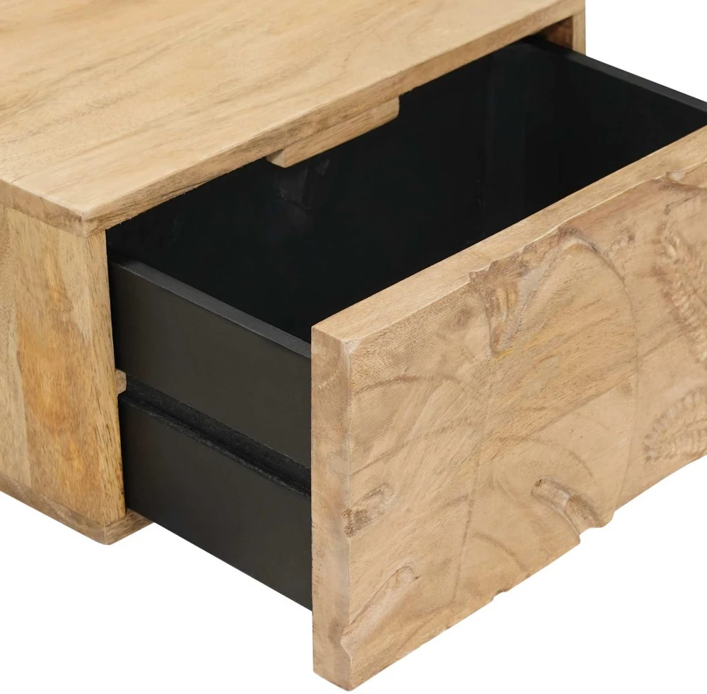 Rankų darbo naktinė spintelė Teak medžio rudas 40 x 30 x 20 cm