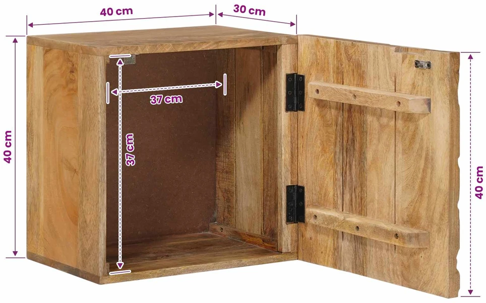 Rankų darbo naktinė spintelė Teak medžio rudas 40x30x40 cm