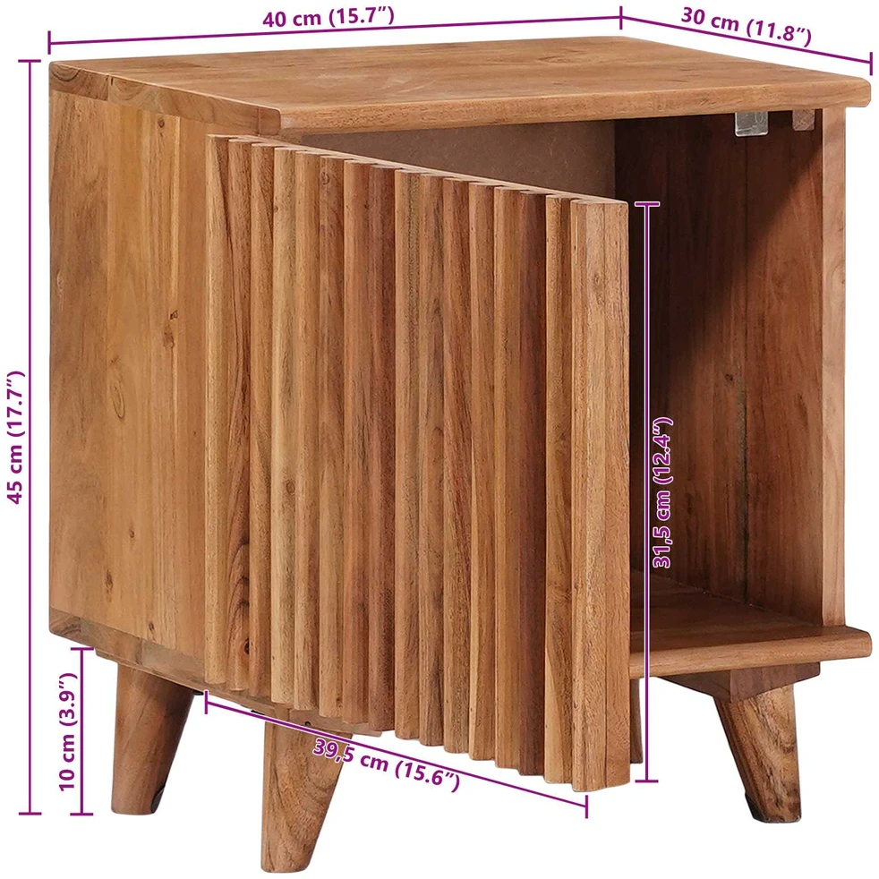 Rankų darbo naktinė spintelė Teak medžio rudas 40 x 30 x 45 cm