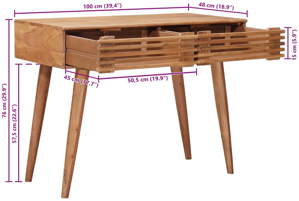Rankų darbo stalas Teak medžio rudas 100 x 48 x 76 cm