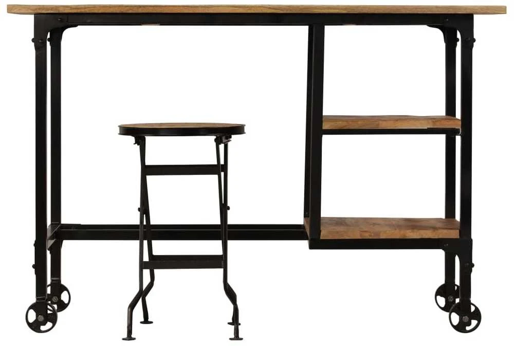 Raš. stalas su salankst. taburete, mango mediena, 115x50x76cm