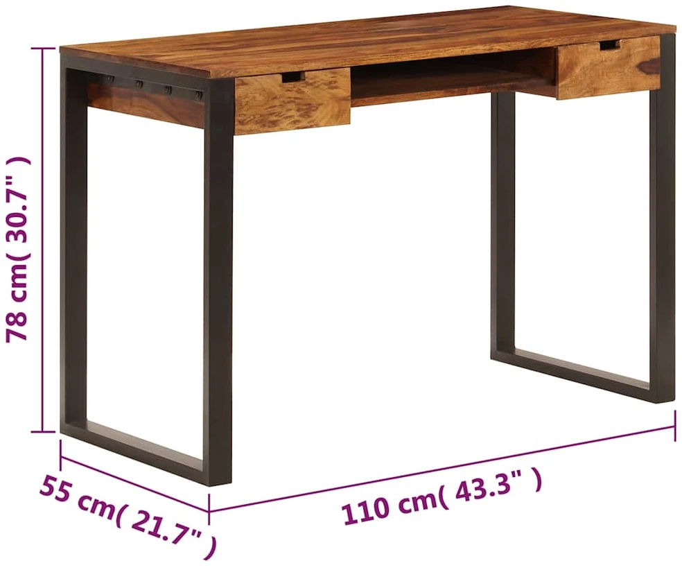 Rašomasis stalas, 110x55x78cm, rausv. dalb. med. mas. ir plien.
