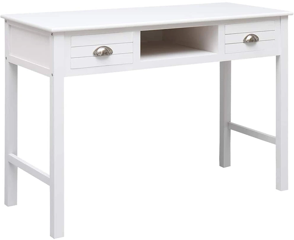 Rašomasis stalas, baltas, 108x45x76cm, paulovnijos masyvas